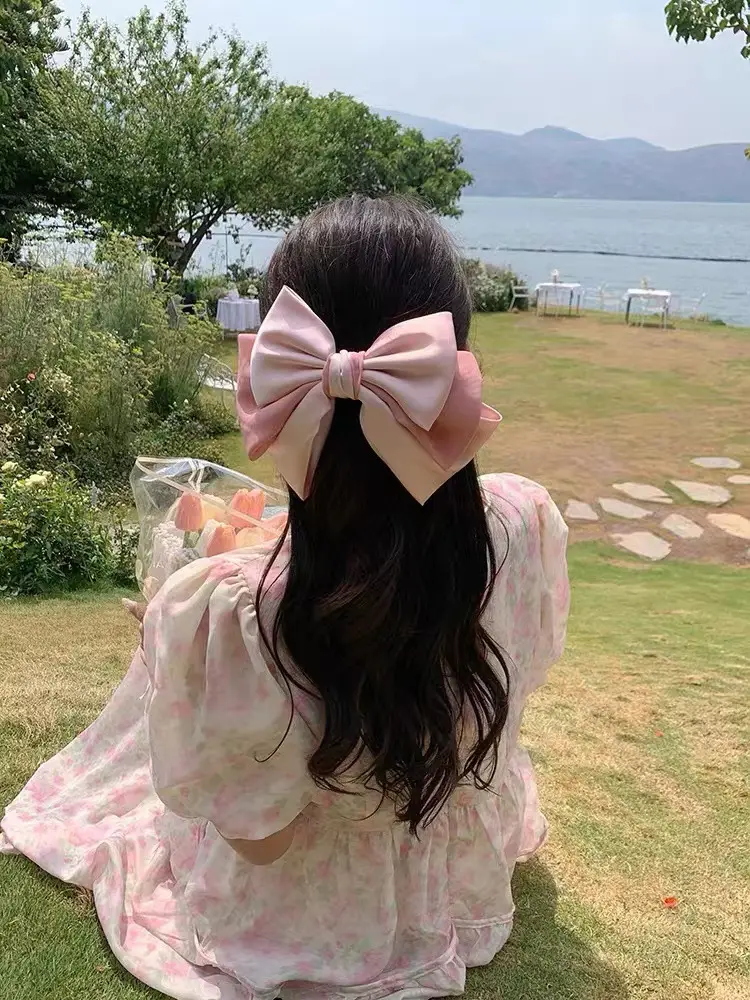 Pink Satin Bow Hair Clip for Girls — feature 13