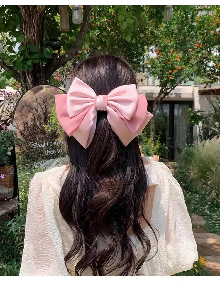 Pink Satin Bow Hair Clip for Girls — feature 14