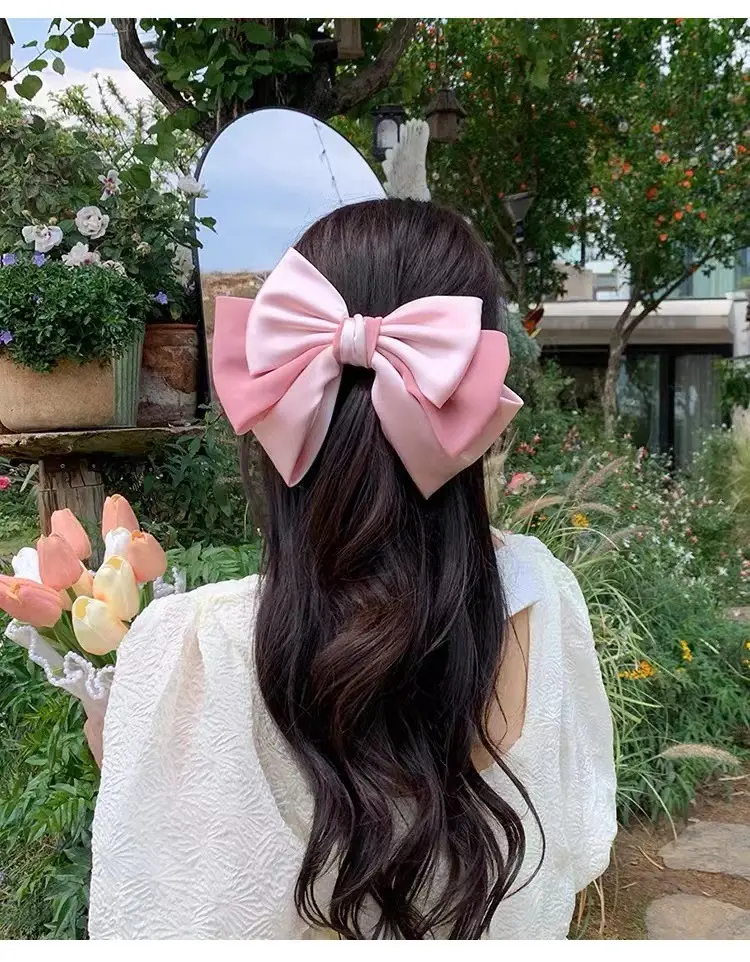 Pink Satin Bow Hair Clip for Girls — feature 16