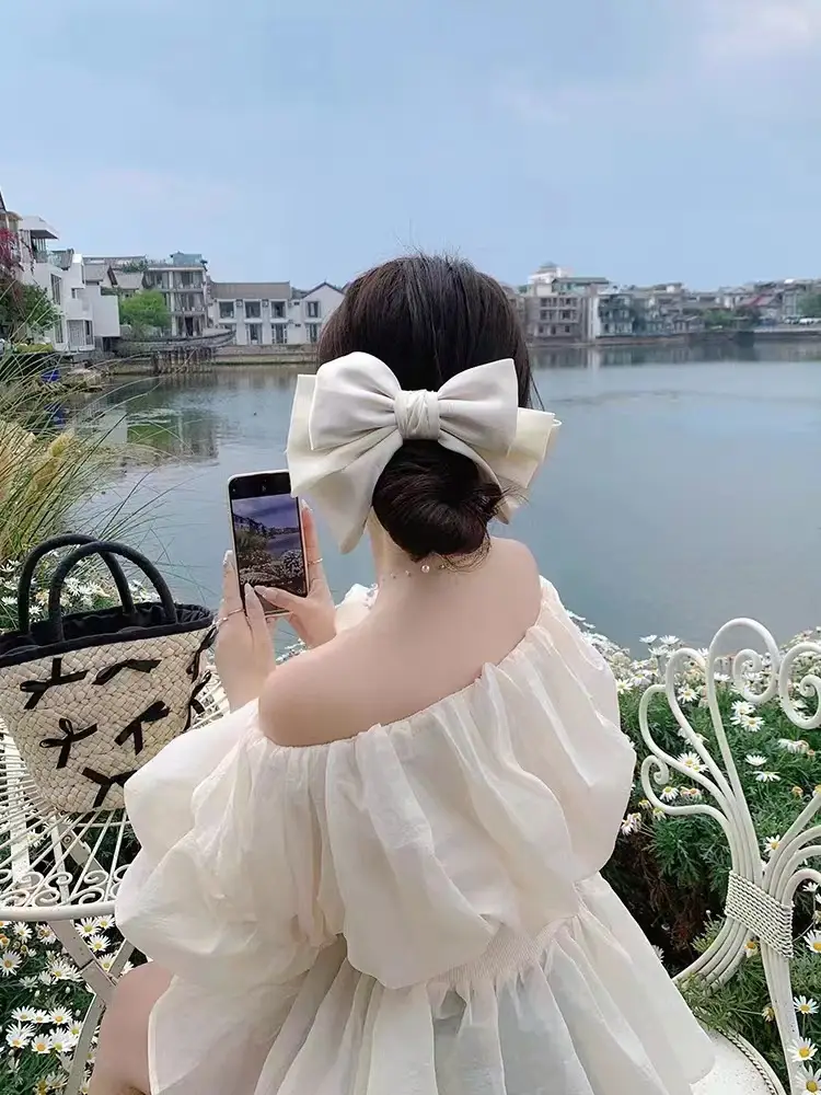 Pink Satin Bow Hair Clip for Girls — feature 17