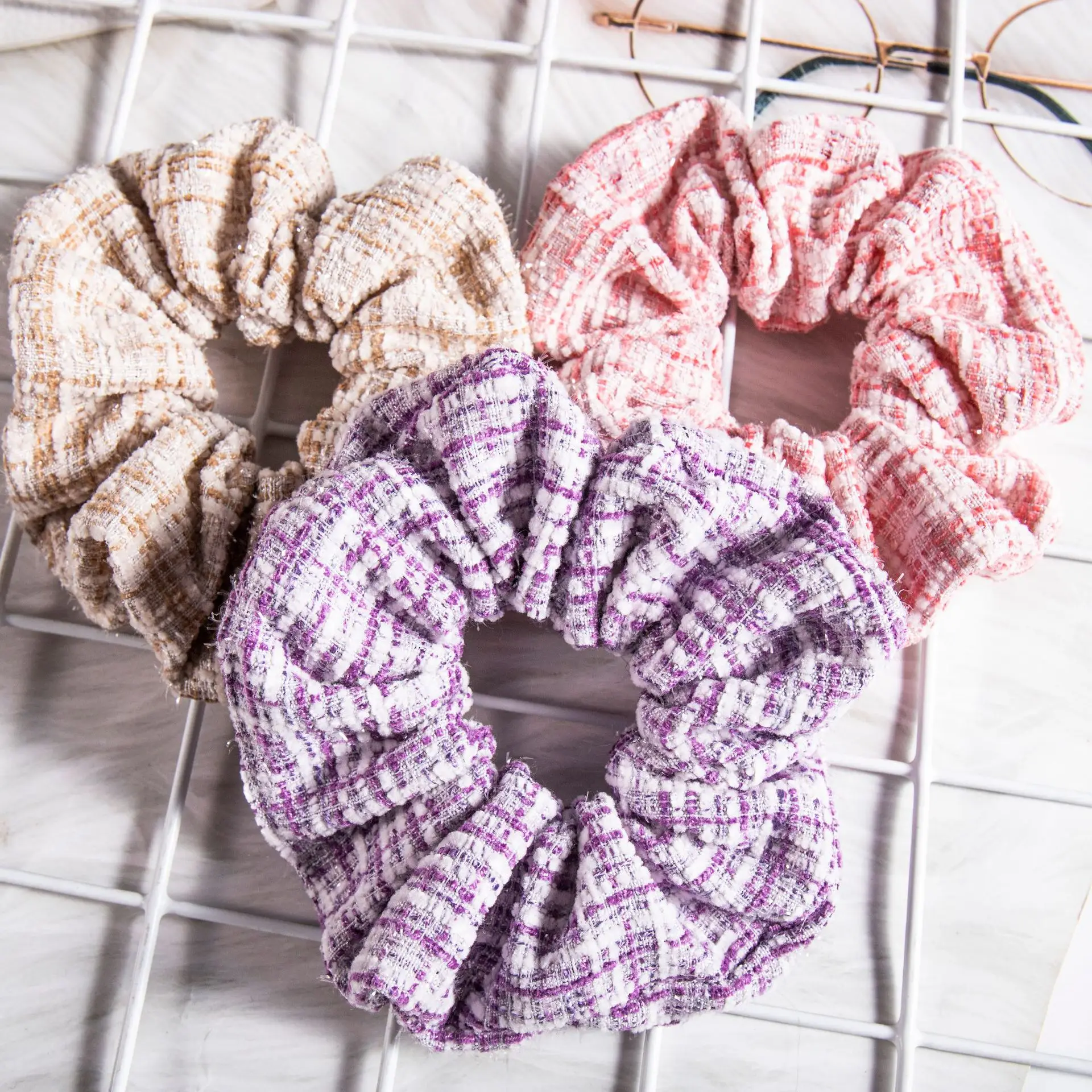 Purple Plaid Braided Hair Ring for Women — feature 5