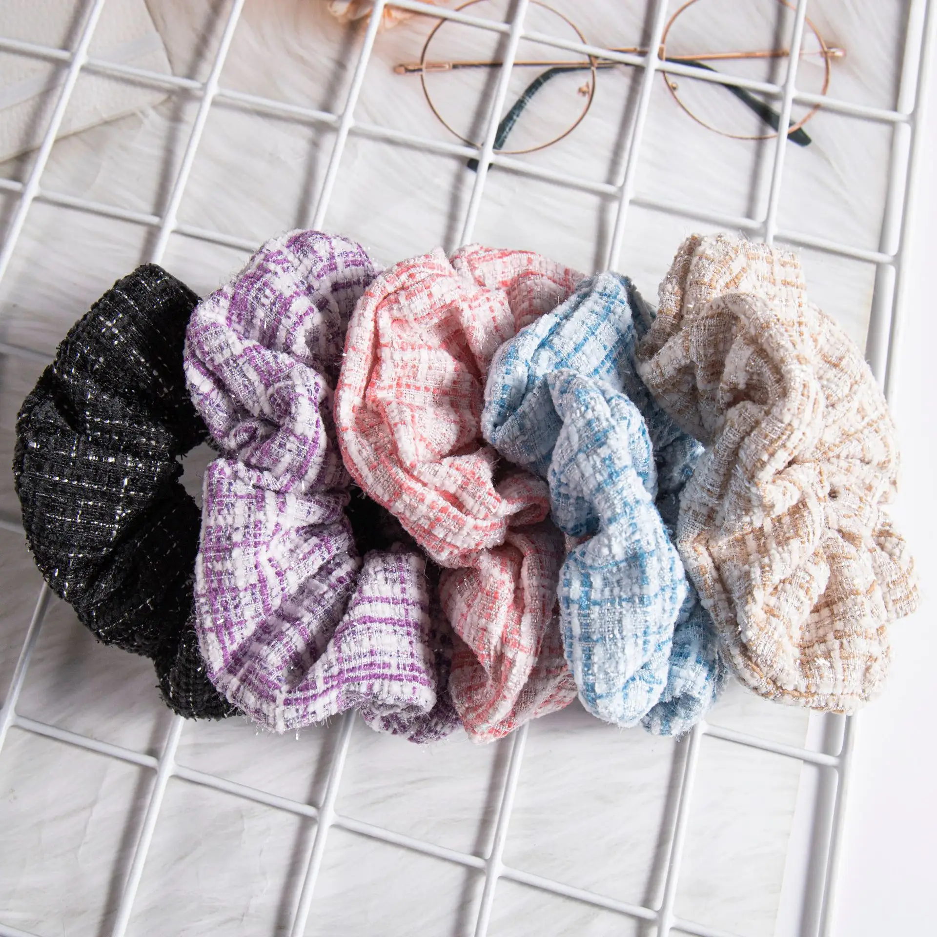 Purple Plaid Braided Hair Ring for Women — feature 7