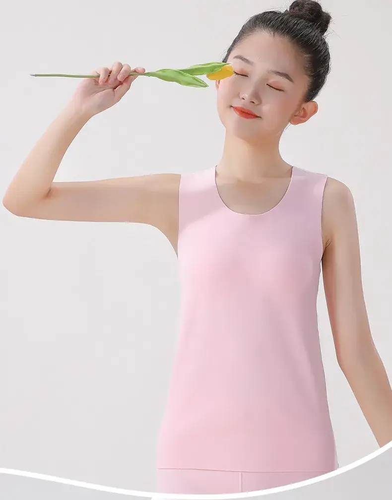 Girls Pink Sleeveless Thermal Vest Double Sided Fleece — feature 14