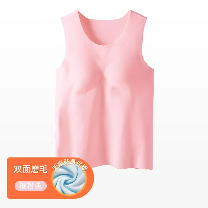 Girls Pink Sleeveless Thermal Vest Double Sided Fleece - Image 3