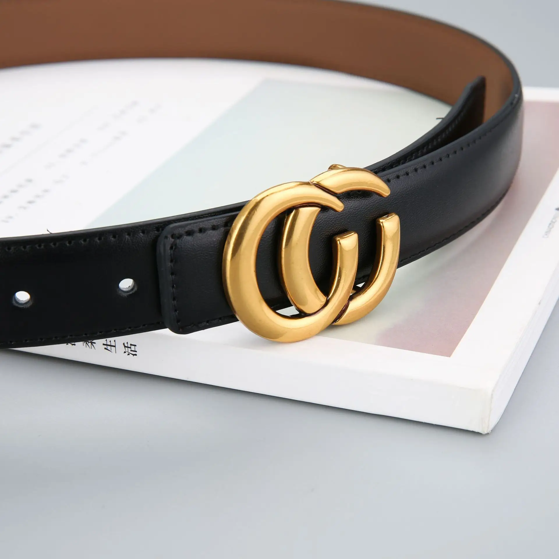 Women's Leather Belt with Gold Buckle 2023 New Design - Image 7