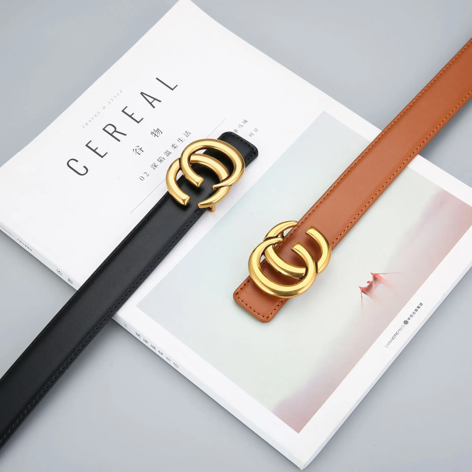 Women's Leather Belt with Gold Buckle 2023 New Design - Image 9