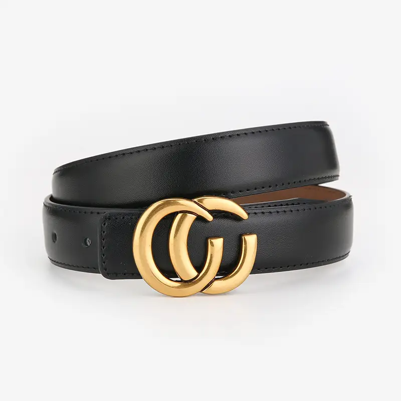 Women's Leather Belt with Gold Buckle 2023 New Design