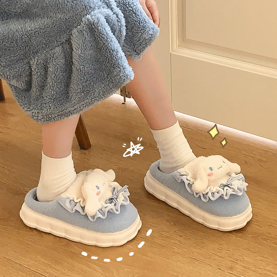 Cute Cinnamoroll Cotton Slippers for Women, Closed Heel, Autumn and Winter 2026 New Model, Indoor Home Thick-Soled Non-Slip Maternity Shoes - Image 6