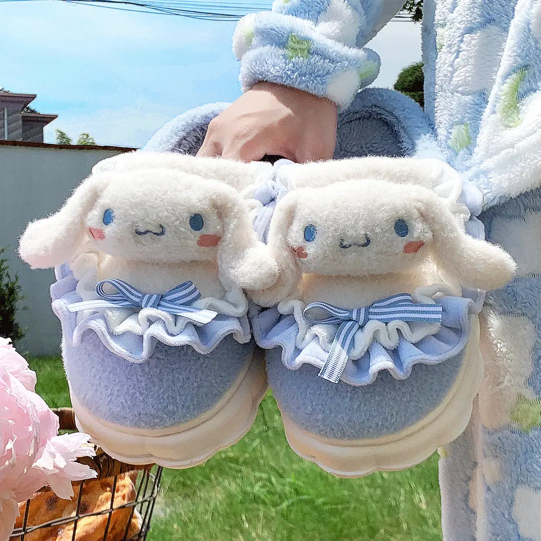 Cute Cinnamoroll Cotton Slippers for Women, Closed Heel, Autumn and Winter 2026 New Model, Indoor Home Thick-Soled Non-Slip Maternity Shoes - Image 8