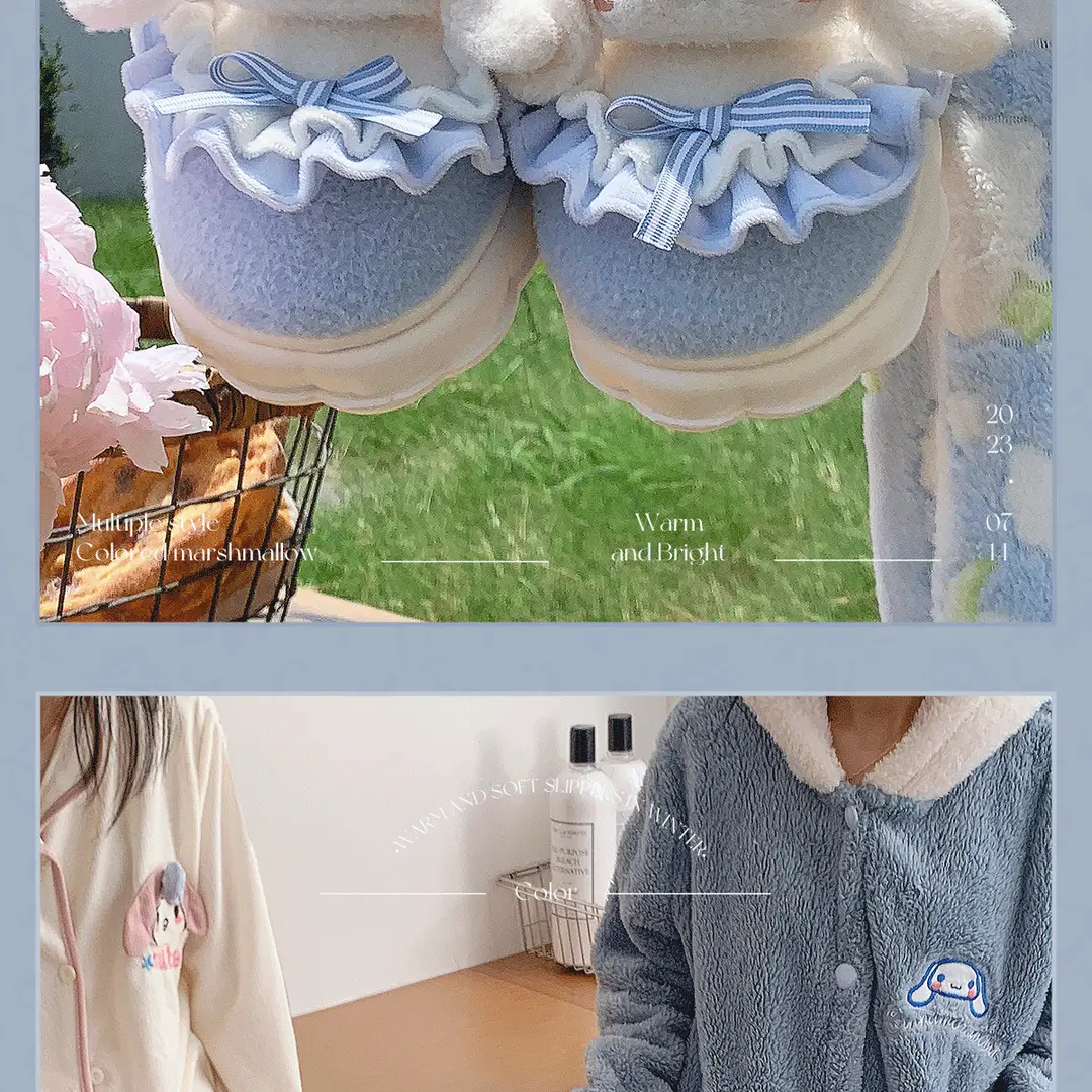 Cute Cinnamoroll Cotton Slippers for Women, Closed Heel, Autumn and Winter 2026 New Model, Indoor Home Thick-Soled Non-Slip Maternity Shoes — feature 14