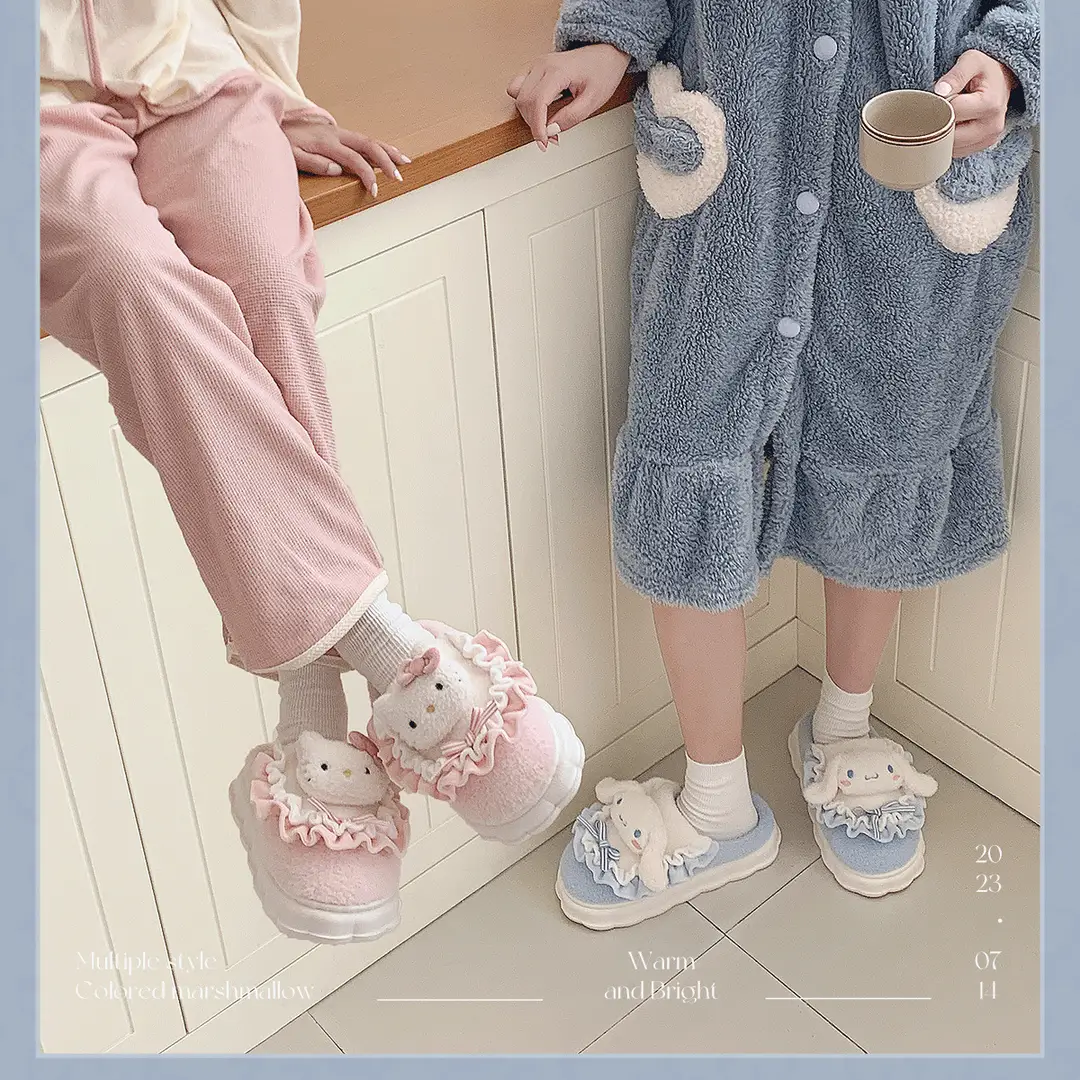 Cute Cinnamoroll Cotton Slippers for Women, Closed Heel, Autumn and Winter 2026 New Model, Indoor Home Thick-Soled Non-Slip Maternity Shoes — feature 15
