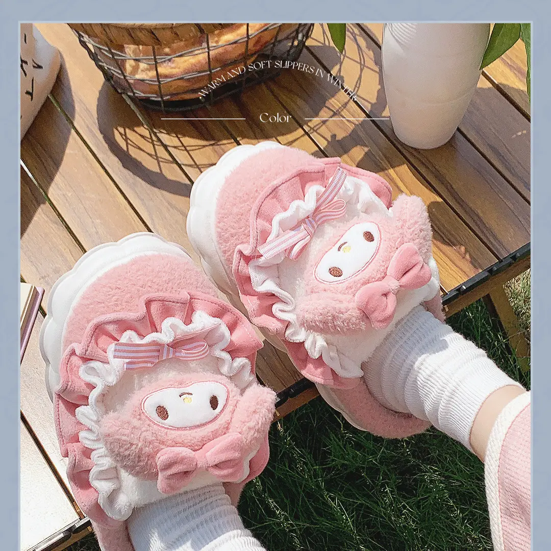 Cute Cinnamoroll Cotton Slippers for Women, Closed Heel, Autumn and Winter 2026 New Model, Indoor Home Thick-Soled Non-Slip Maternity Shoes — feature 16