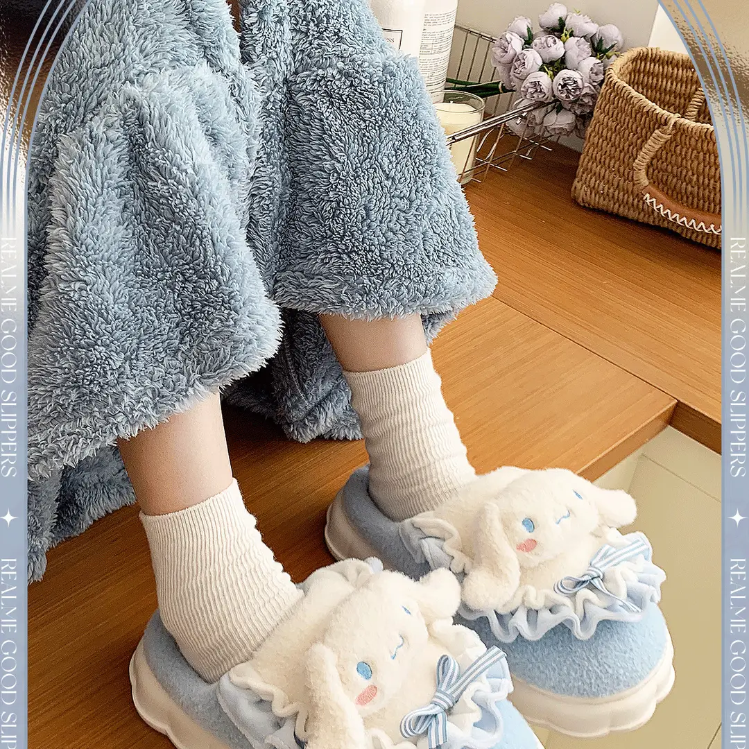 Cute Cinnamoroll Cotton Slippers for Women, Closed Heel, Autumn and Winter 2026 New Model, Indoor Home Thick-Soled Non-Slip Maternity Shoes — feature 2
