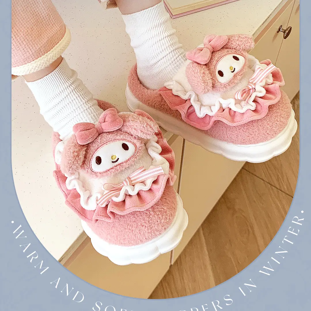 Cute Cinnamoroll Cotton Slippers for Women, Closed Heel, Autumn and Winter 2026 New Model, Indoor Home Thick-Soled Non-Slip Maternity Shoes — feature 5