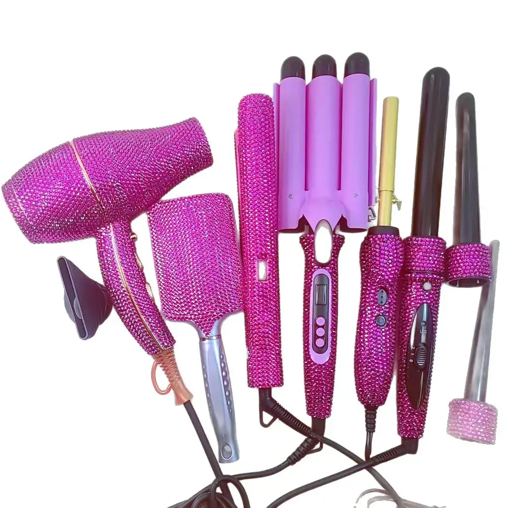 Diamond Embedded Hair Dryer Combs for Straightening & Curling