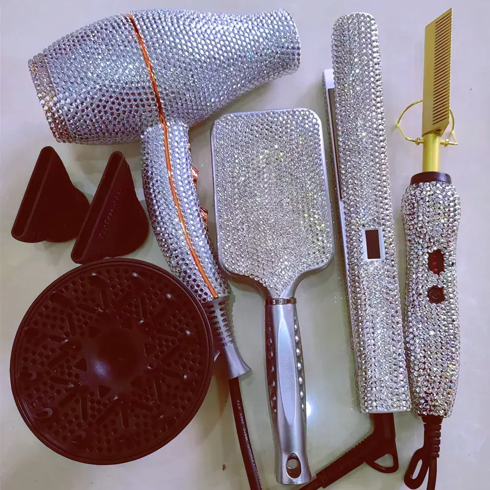 Diamond Embedded Hair Dryer Combs for Straightening & Curling — feature 9