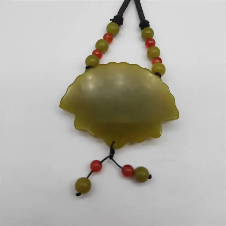 Xiuyu Jade Peony Flower Pendant with Red Beads - Image 5