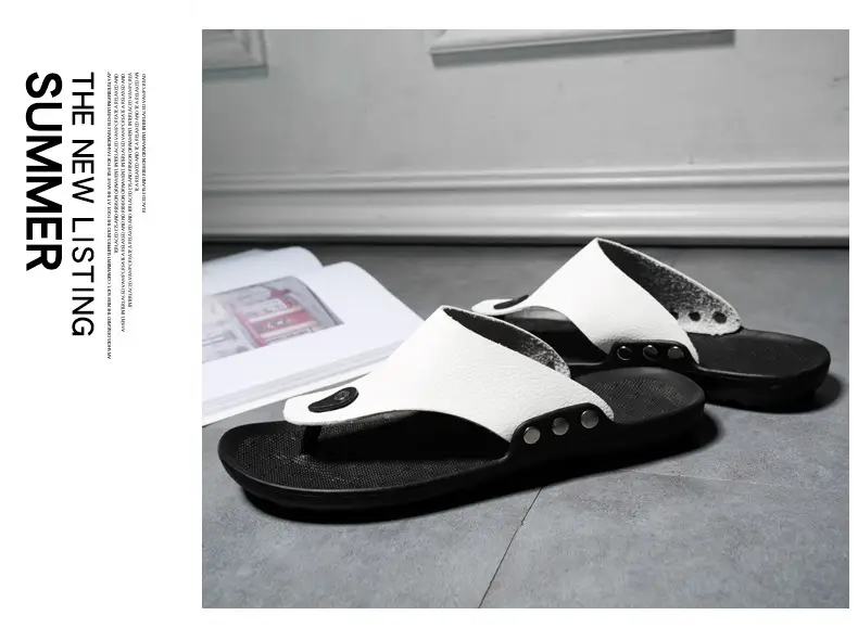 Men's Brown Leather Flip Flops Casual Sandals — feature 29