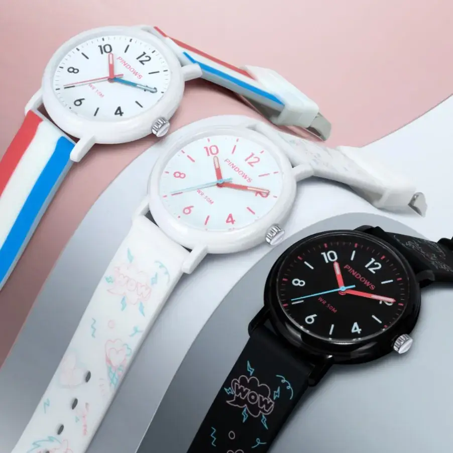 Trendy Red Blue White Quartz Watch for Boys Girls - Image 7