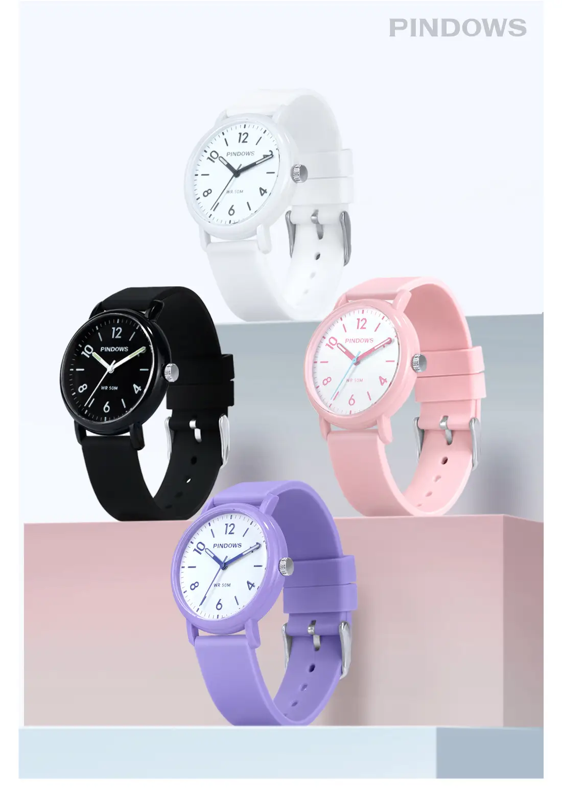 Trendy Red Blue White Quartz Watch for Boys Girls — feature 6