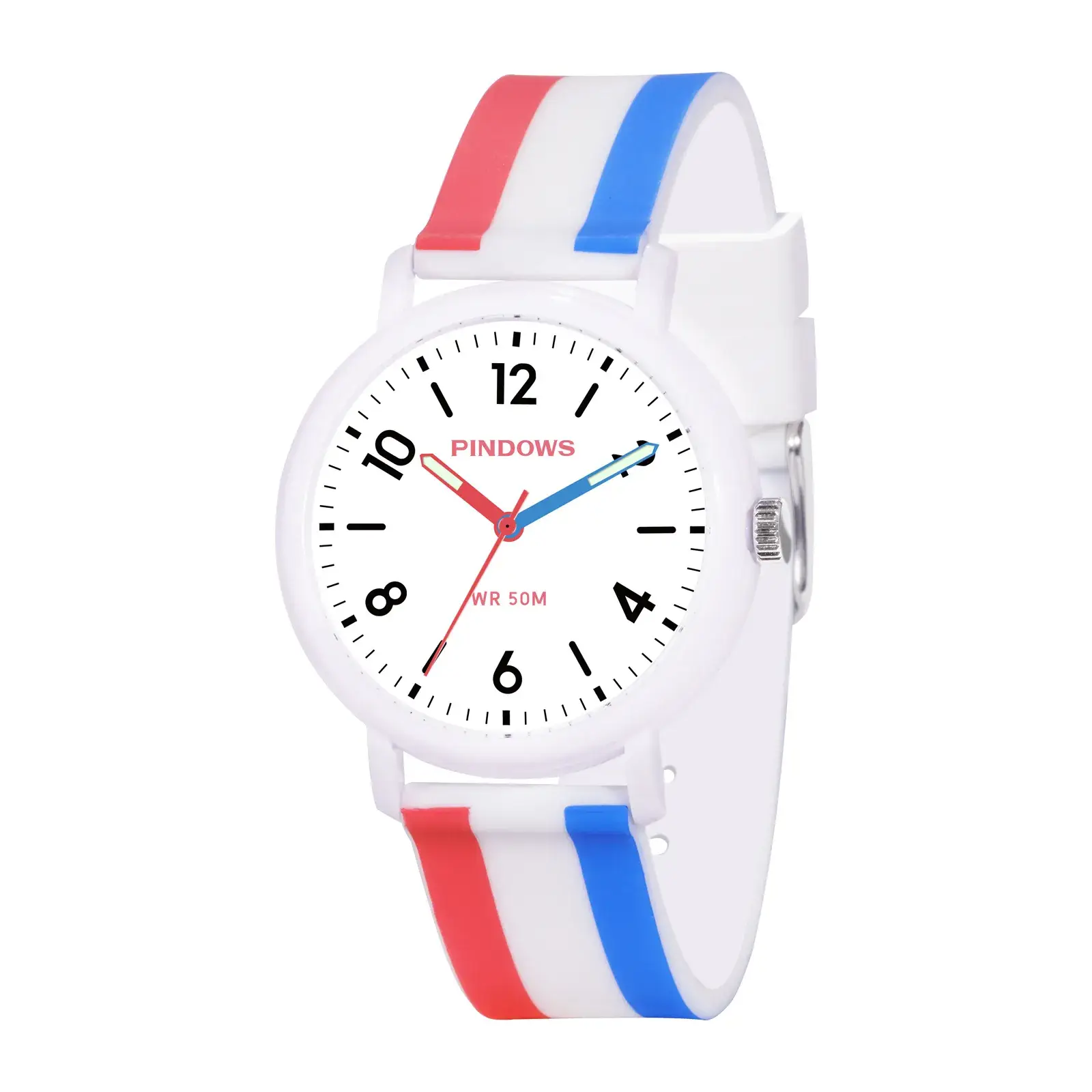 Trendy Red Blue White Quartz Watch for Boys Girls - Image 4