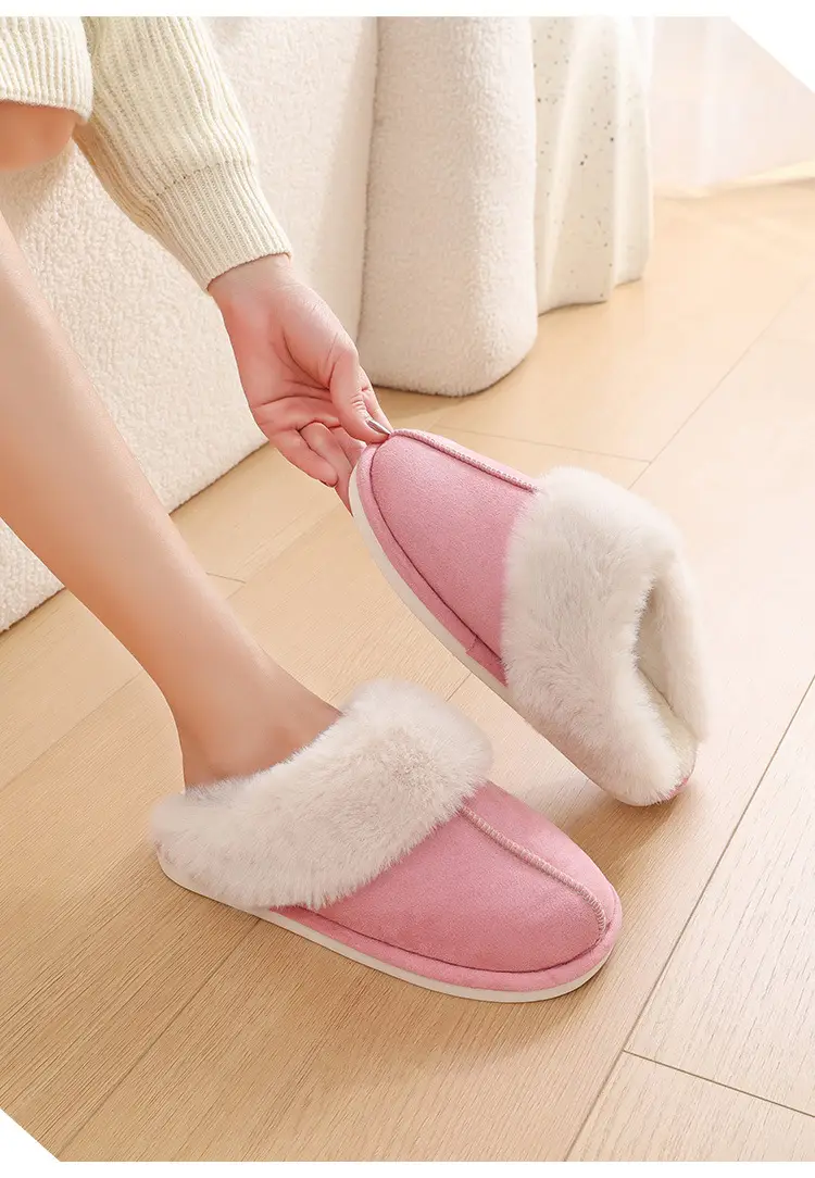 Cross-Border Plush Fleece Lined Women's Slippers Winter Warm — feature 10