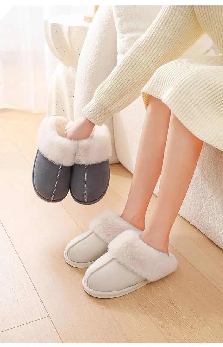 Cross-Border Plush Fleece Lined Women's Slippers Winter Warm — feature 11