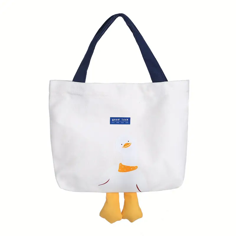 Cute Duck Canvas Shoulder Bag Yellow - Image 2