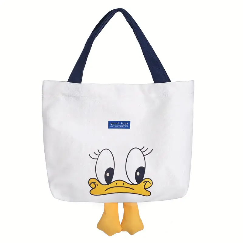 Cute Duck Canvas Shoulder Bag Yellow - Image 3