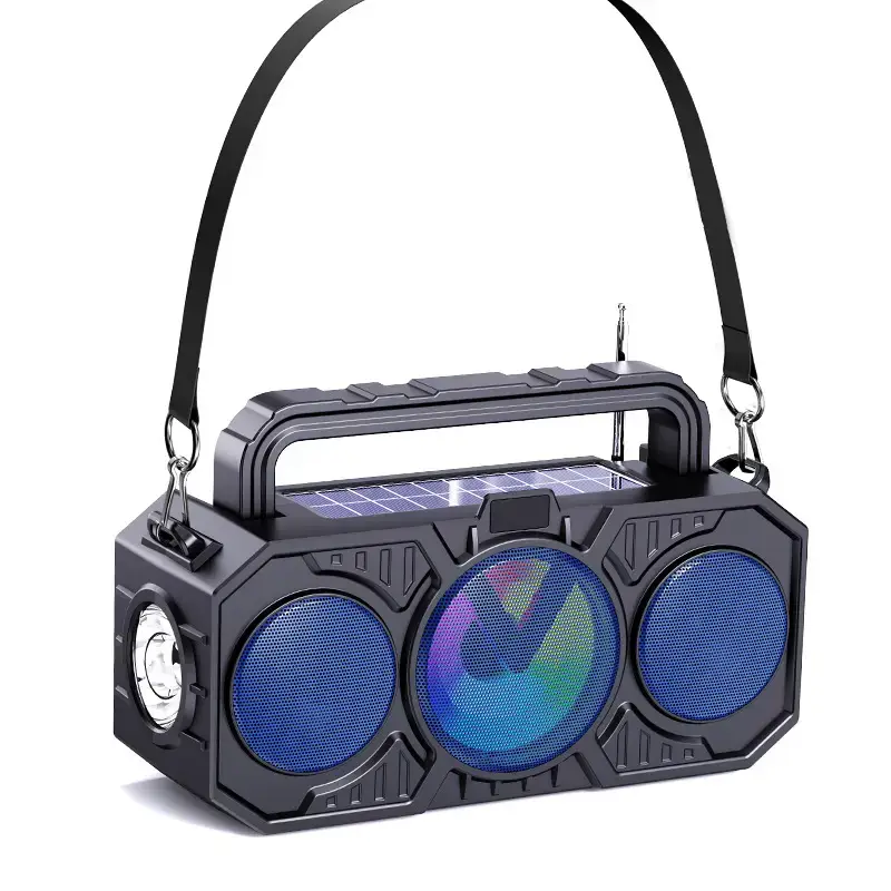 Solar Powered Wireless Bluetooth Speaker with Flashlight & Card Player