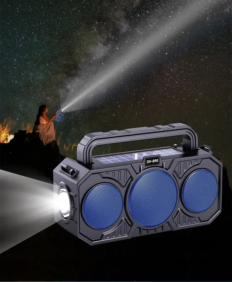Solar Powered Wireless Bluetooth Speaker with Flashlight & Card Player — feature 2