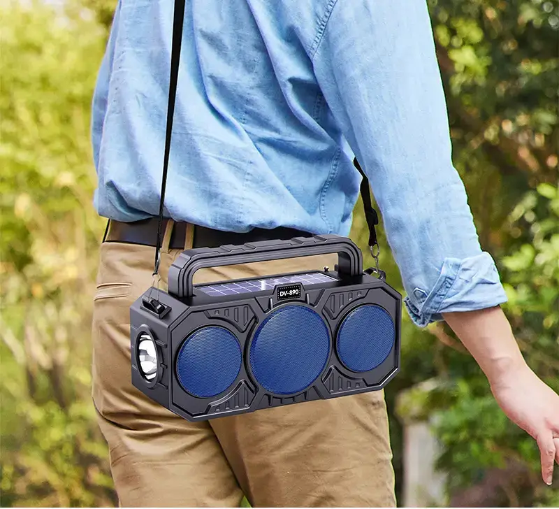 Solar Powered Wireless Bluetooth Speaker with Flashlight & Card Player — feature 5