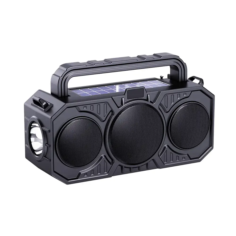 Solar Powered Wireless Bluetooth Speaker with Flashlight & Card Player — feature 11