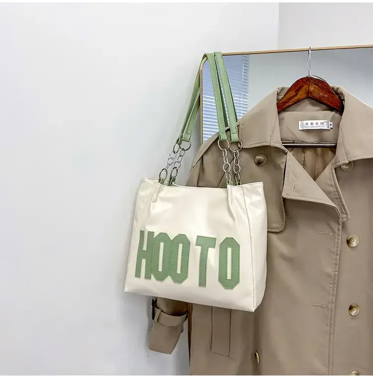 Women's Black Hooto Letter Tote Bag Shoulder Bag — feature 27