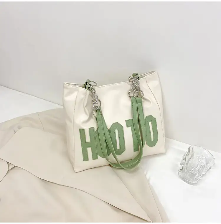Women's Black Hooto Letter Tote Bag Shoulder Bag — feature 31