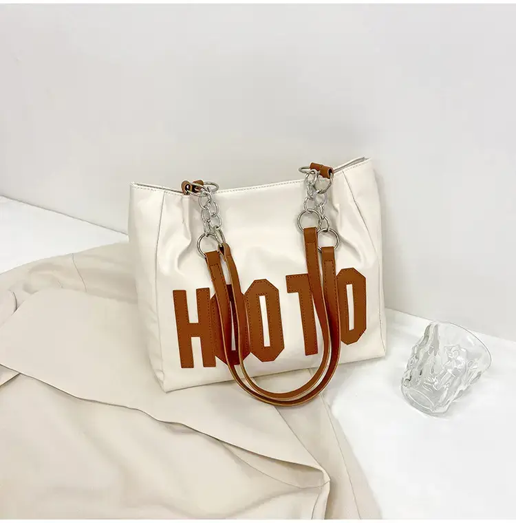 Women's Black Hooto Letter Tote Bag Shoulder Bag — feature 33