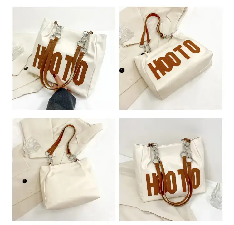 Women's Black Hooto Letter Tote Bag Shoulder Bag — feature 7