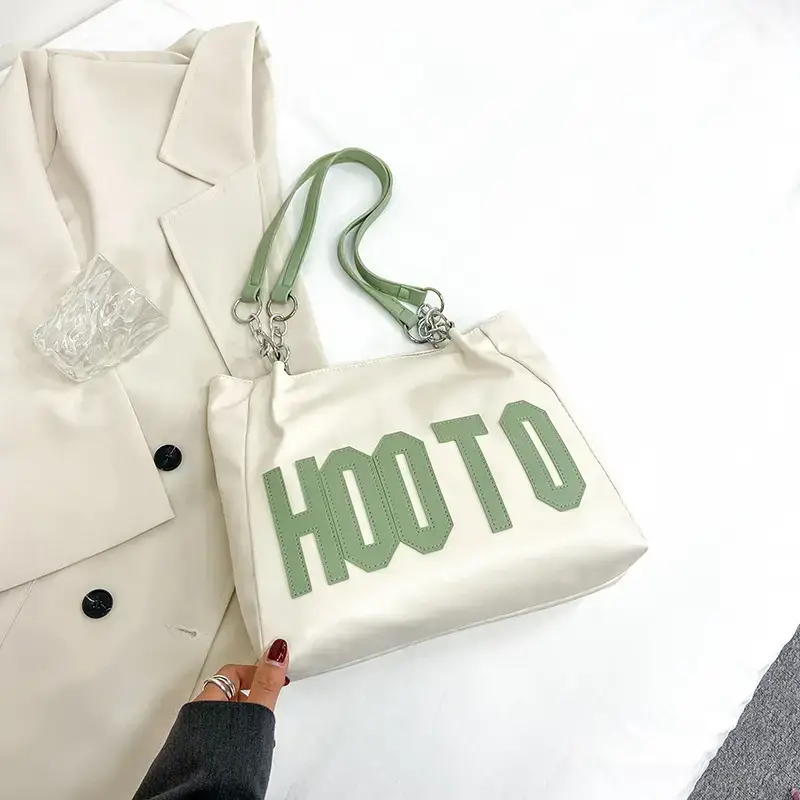 Women's Black Hooto Letter Tote Bag Shoulder Bag - Image 3