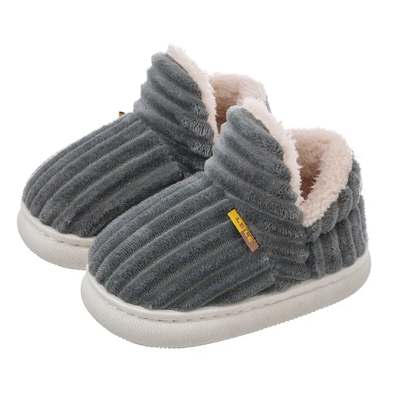 Children's Cotton Slippers for Boys and Girls, Cartoon Design, Closed Heel, Non-Slip, Indoor Home Slippers, Thickened and Warm, Children's Style