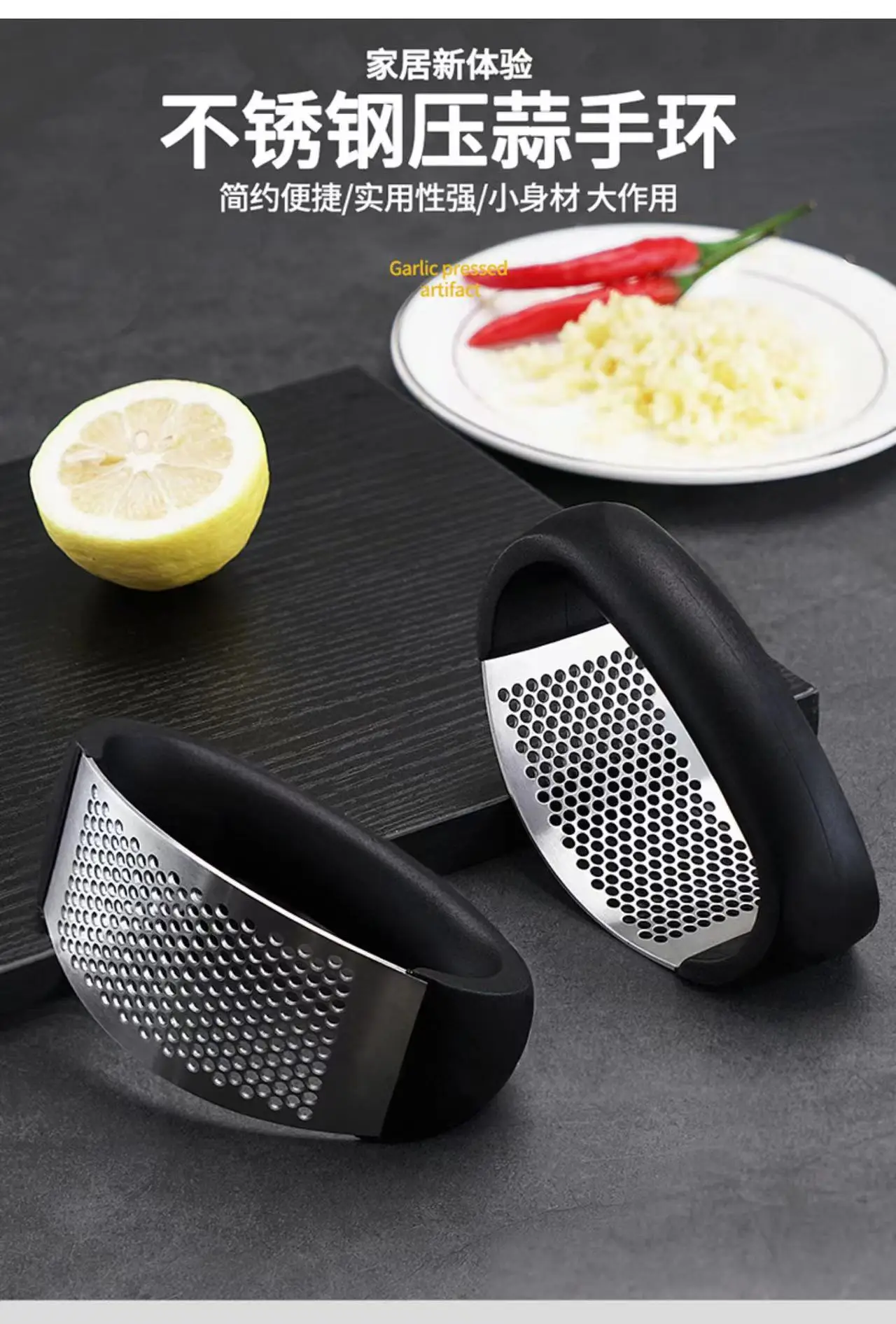 Stainless Steel Garlic Press Green Handle β feature 2