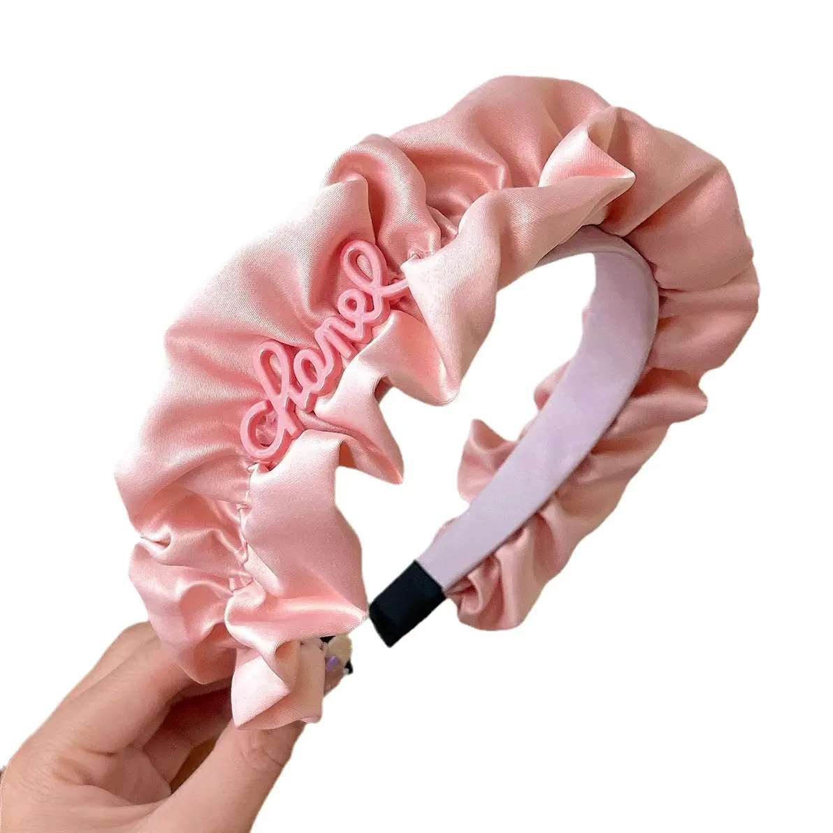 Cream High-Rise Skull Top Headband with Pink Embroidery - Image 8