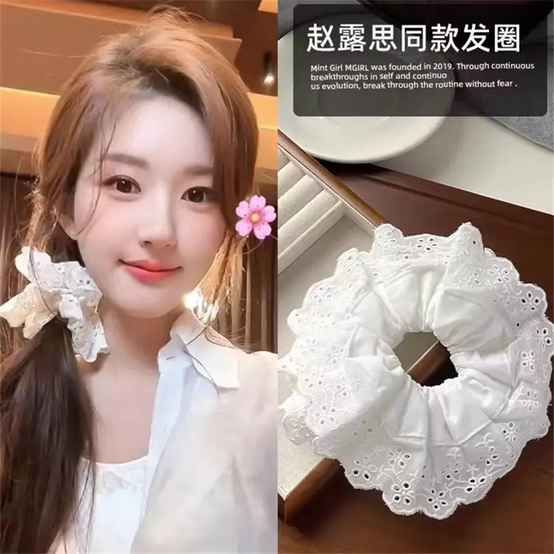 White Lace Hair Ring Double Layer French Sweet - Image 25