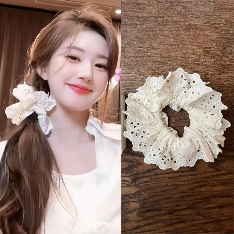 White Lace Hair Ring Double Layer French Sweet — feature 1