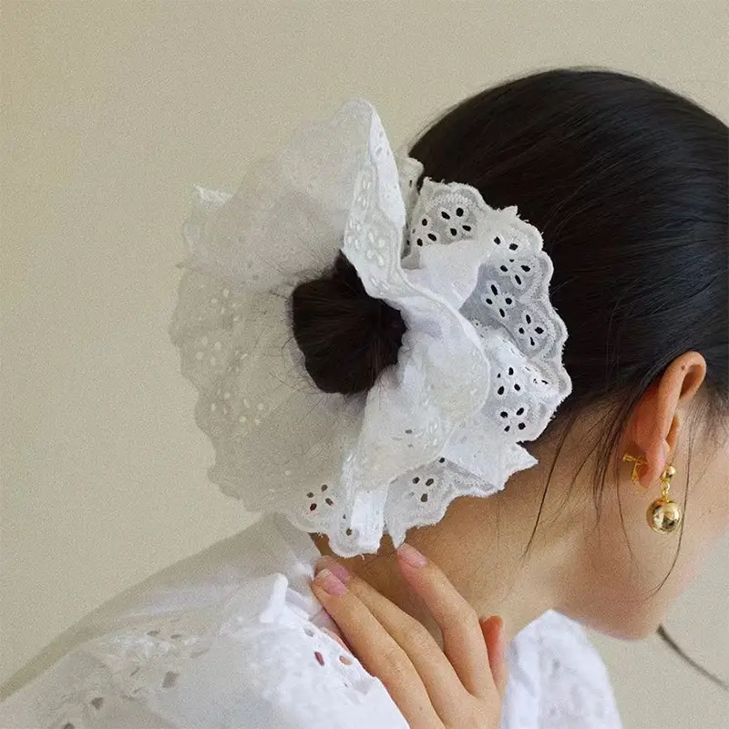 White Lace Hair Ring Double Layer French Sweet — feature 10