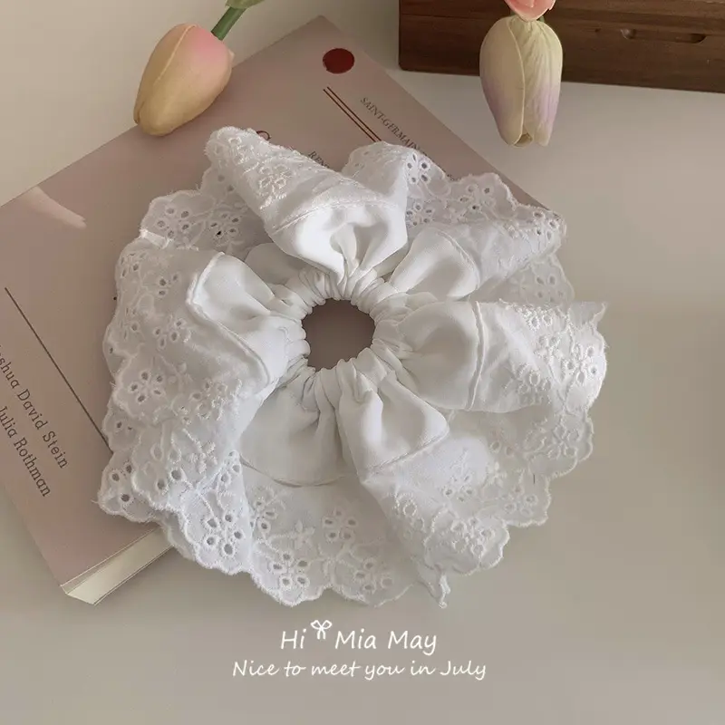 White Lace Hair Ring Double Layer French Sweet — feature 9