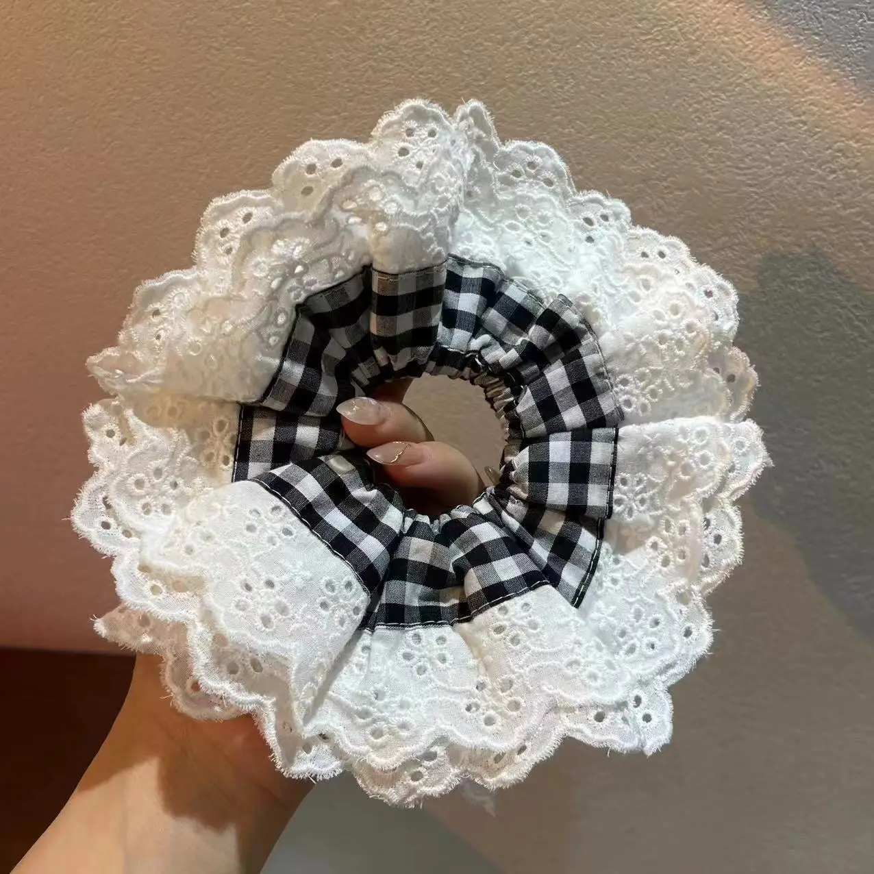 White Lace Hair Ring Double Layer French Sweet - Image 11