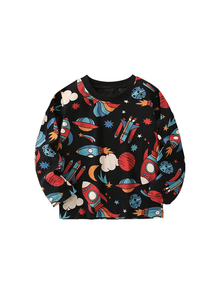 Malwee Boys T-Shirt Cartoon Rocket Print Black - Image 8
