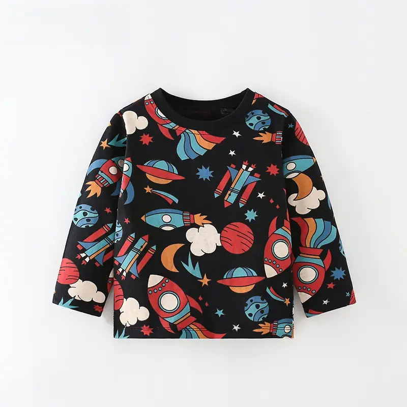 Malwee Boys T-Shirt Cartoon Rocket Print Black - Image 2