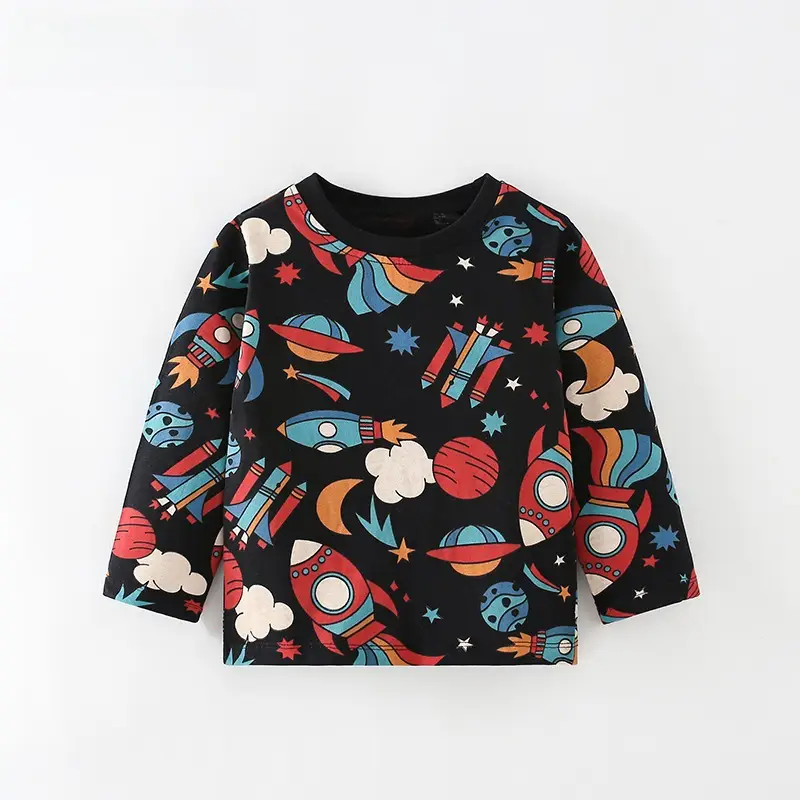 Malwee Boys T-Shirt Cartoon Rocket Print Black - Image 3