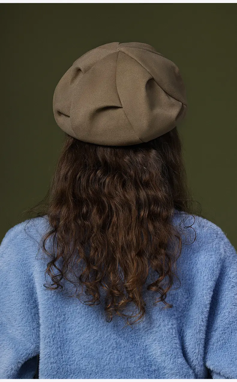 Women's White Knitted Octagonal Beret Cap Winter Ear Protection — feature 11